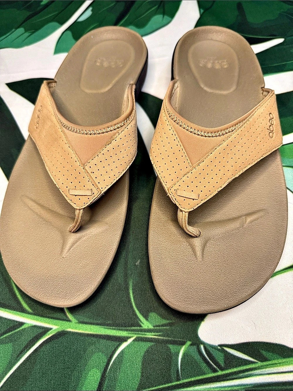 Abeo Perforated Flip Flop Sandals in Brown